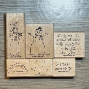 Stampin' Up! Vintage Snowman & Winter Rubber Stamps - 6 Pieces